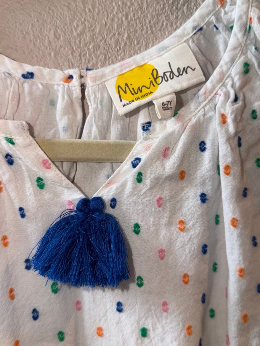 Mini Boden Polka Dot Dress with Tassel Detail 6-7Y - Picture 4 of 5